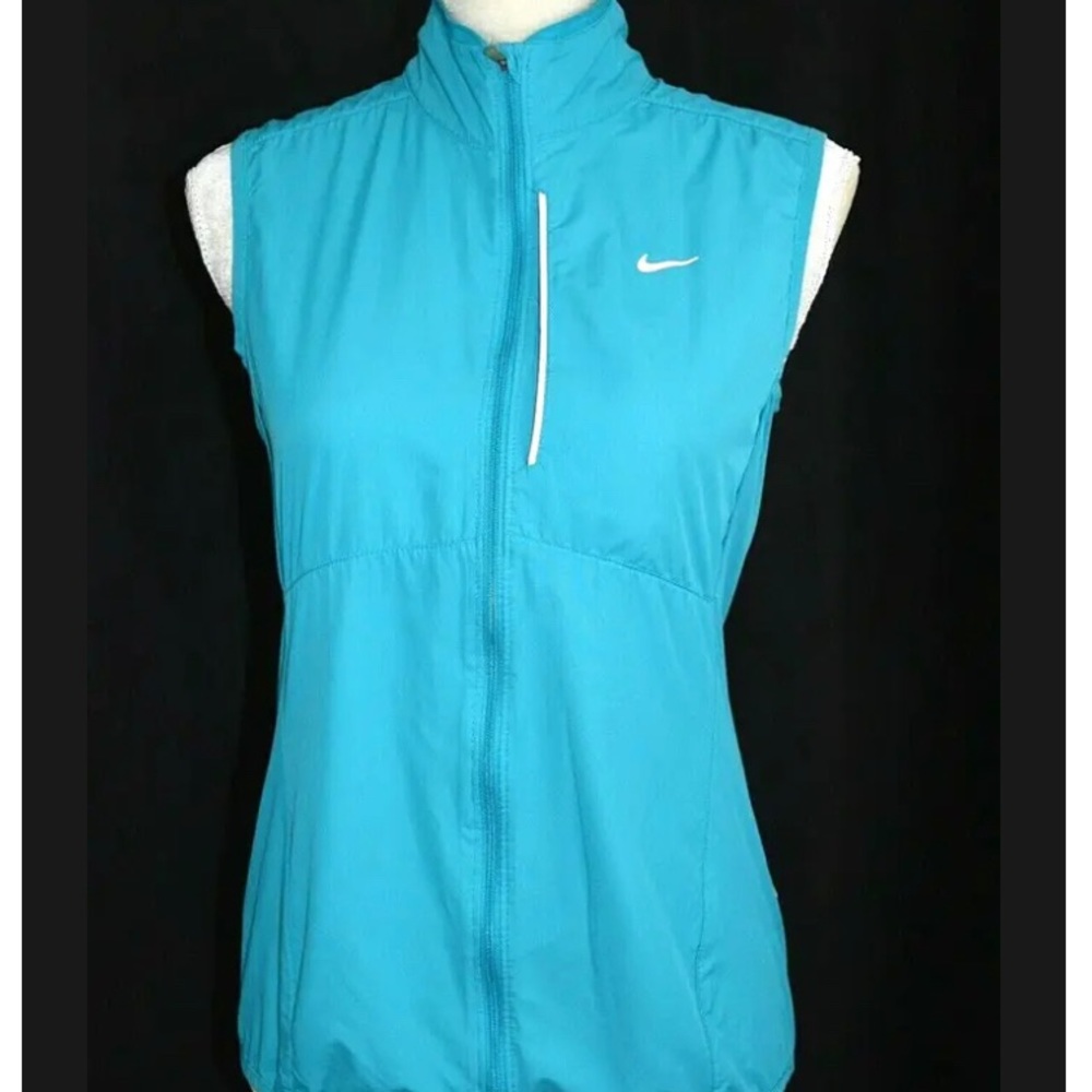 Nike Light Vest Teal Blue Zip security zip pocket Reflective stripes, Sz…
